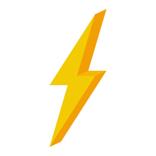 istock Lightning yellow 3d simple flat sign of energy brainstorming, bright new idea. stock illustration 1358927691