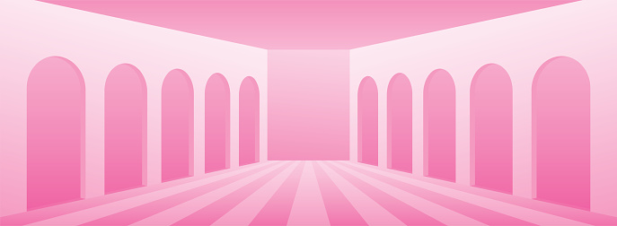 sweet pastel pink wide corridor background