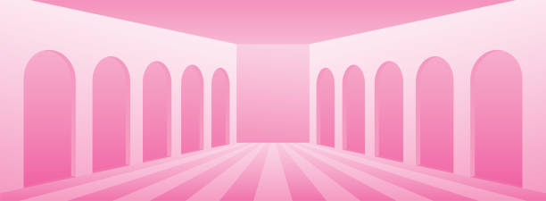 sweet pastel pink wide corridor background sweet pastel pink wide corridor background scene 3d illustration vector runway condition stock illustrations
