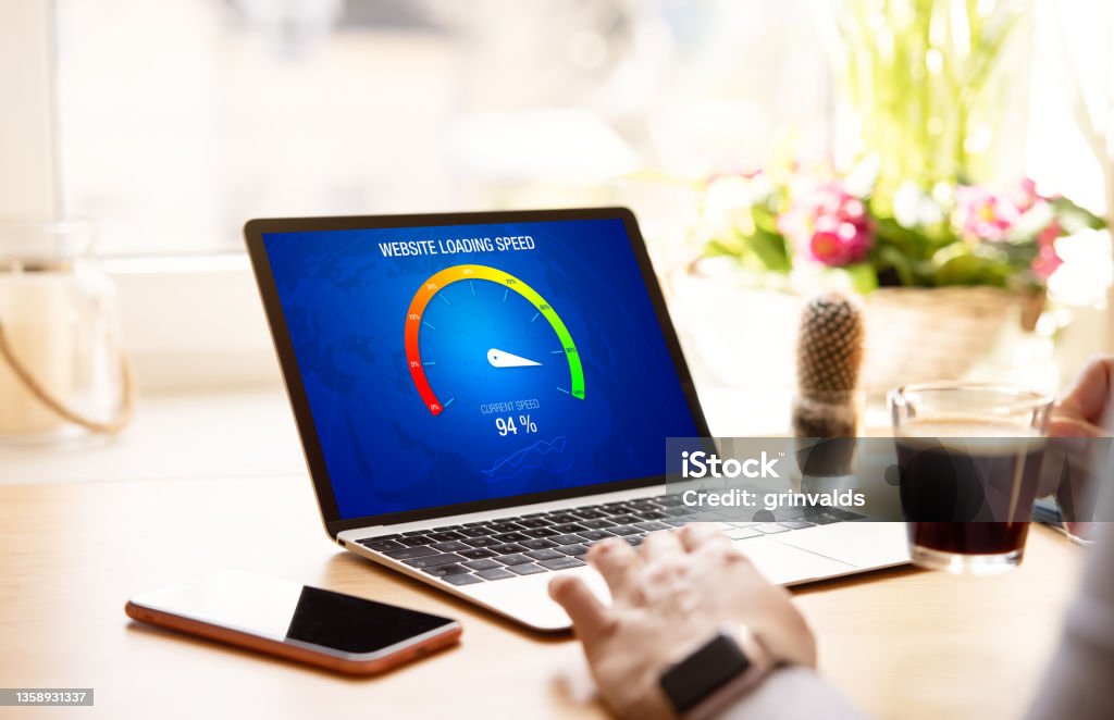 Concept of improving website loading speed Speed Stock Photo