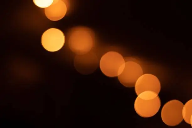 Photo of Out of focus orange lights, blurred bokeh background.