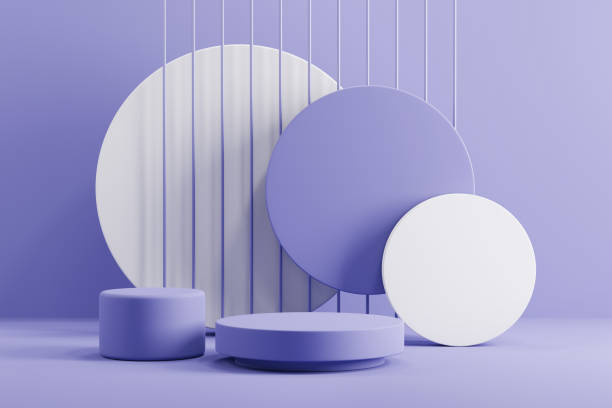istock Abstract minimal scene with geometric forms. Cylinder podium stage in very peri and white backgrounds. for show product presentation 2022. 1358932976