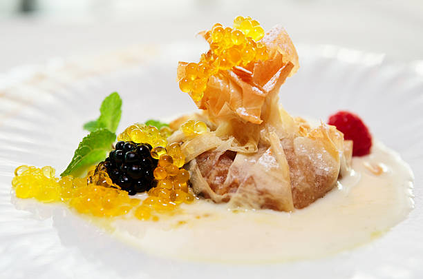istock Apple strudel with molecular sweet caviar 135893425