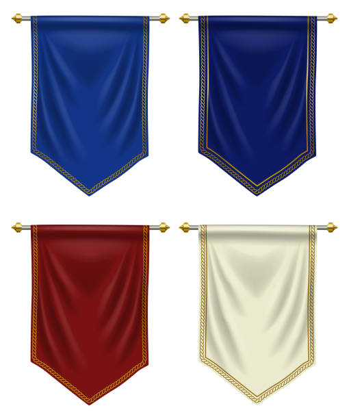 ilustrações de stock, clip art, desenhos animados e ícones de luxury royal blue pennant - pennant