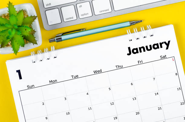 istock January 2022 desk calendar with keyboard computer 1358936919
