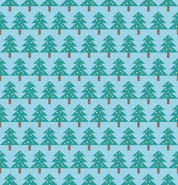 Seamless pattern with christmas trees, colored mint and green. vector art illustration