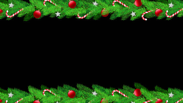 Christmas pine wreath decoration frame Background - 4K loop animation on transparent background