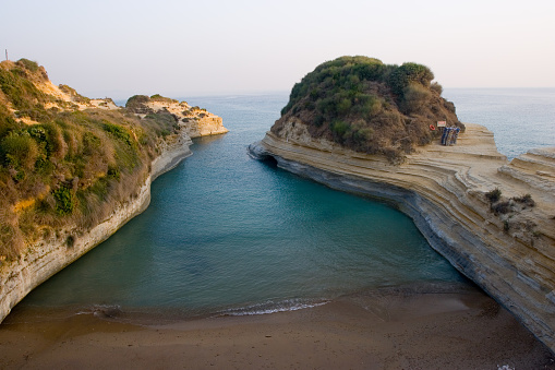 Famous beach in Sidari, Corfu, Greece