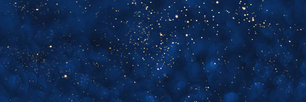 Blue and golden sparkling glitter bokeh background Blue and golden sparkling glitter bokeh background, christmas texture. Holiday lights. Abstract defocused header. Wide screen wallpaper. Panoramic web banner with copy space for design navy blue stock pictures, royalty-free photos & images