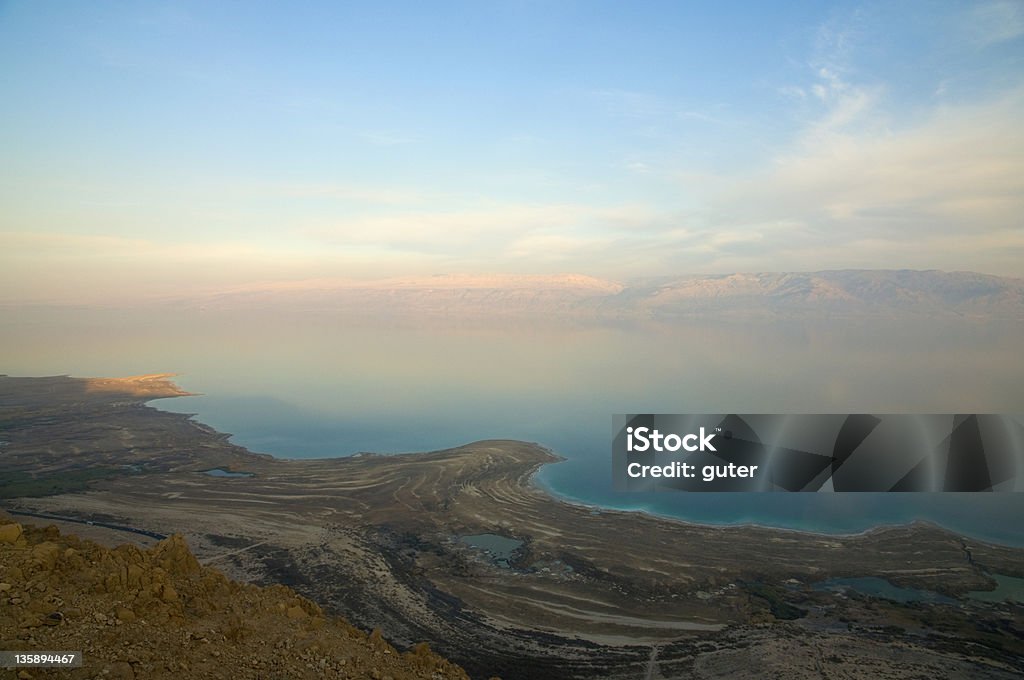 Dead sea landscape View on the Dead-Sea in sunset Bay of Water Stock Photo