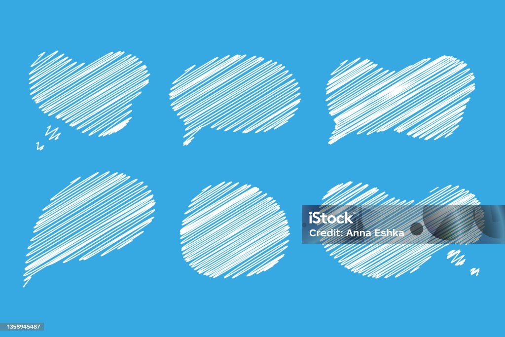 Scribbled Message Speech Bubble Scribble Frames Hand Drawn Effect Illustration Sketch ...