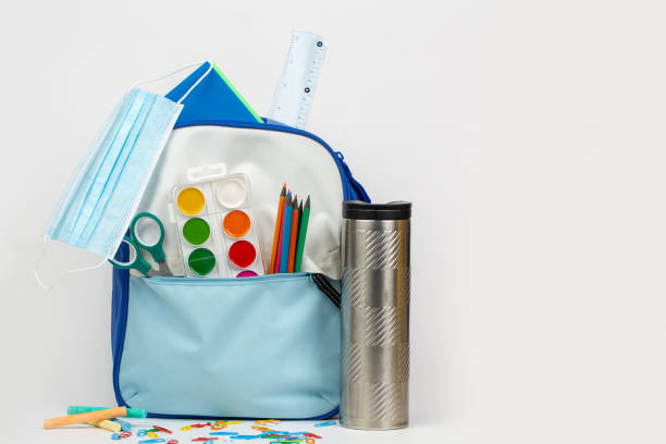 istock Back to school concept, backpack full of school supplies 1358946822