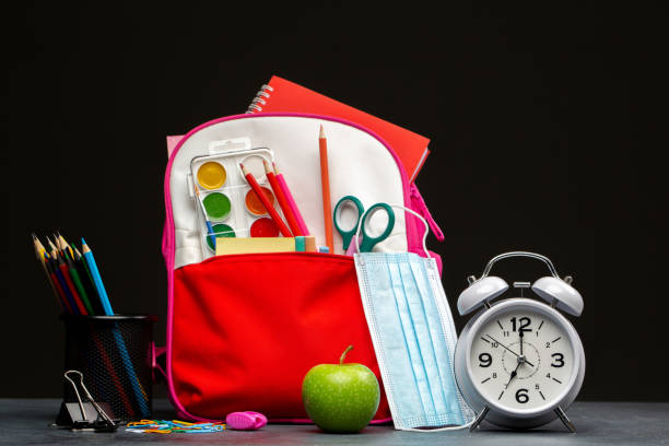 istock Back to school concept, backpack full of school supplies 1358949122