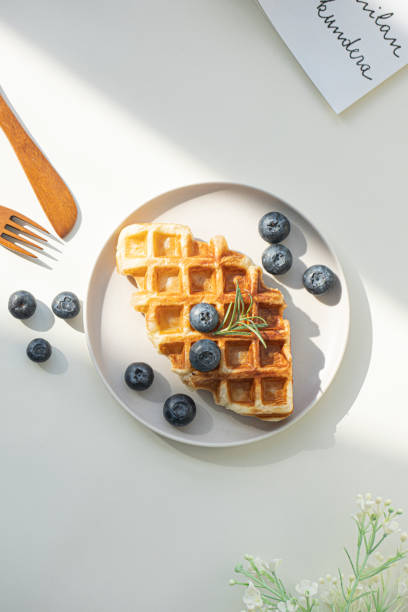 Croffle or croissant waffles with fruit blueberry