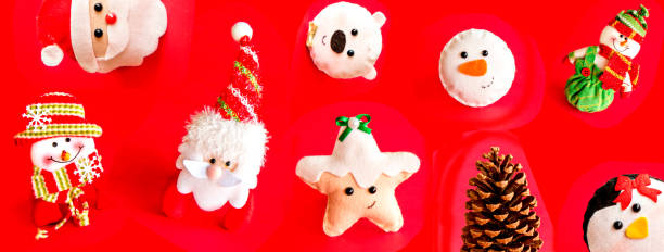 Christmas figure in red background, outdoor format