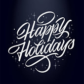 Happy Holidays vector text for the Christmas holiday. Design poster, greeting card, party invitation. Vector illustration.