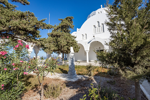 Orthodox Metropolitan Cathedral of Firá in Santorini on South Aegean Islands, Greece