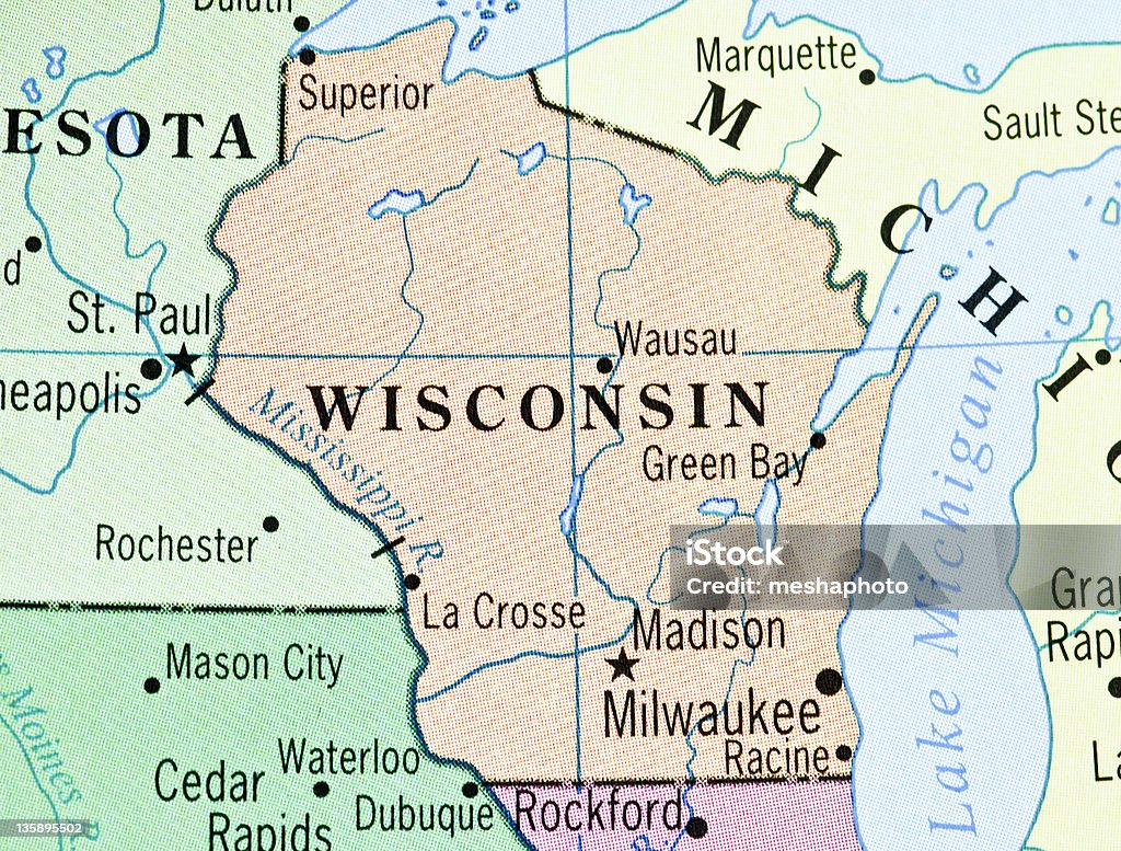 Wisconsin - Foto de stock de Mapa libre de derechos