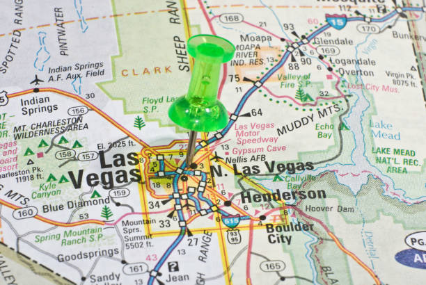 las vegas, nevada - nevada map las vegas metropolitan area cartography foto e immagini stock