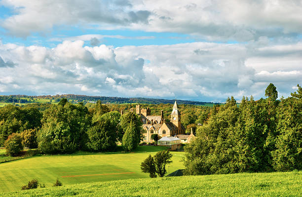 Large country house set in parkland stock photo