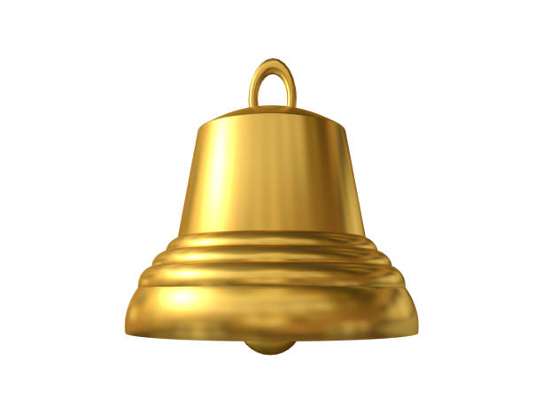 istock 3d illustration. Golden bell isolated on white background. 1358958986