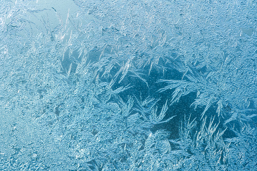 Ice Inverted Colors A Mysteriously Looking Beautiful Ice Patterns In Blue Color Scheme On A ...