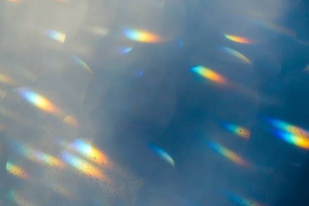 abstract ilustraciones de stock de efectos de luz azul-amarilla con desenfoques de colores para usar como fondo - prism fotografías e imágenes de stock