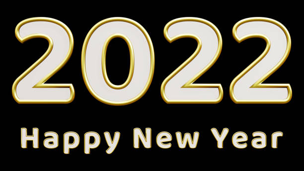 istock happy new year 2022 gold text with black isolated background. 3d illustration rendering 1358963109