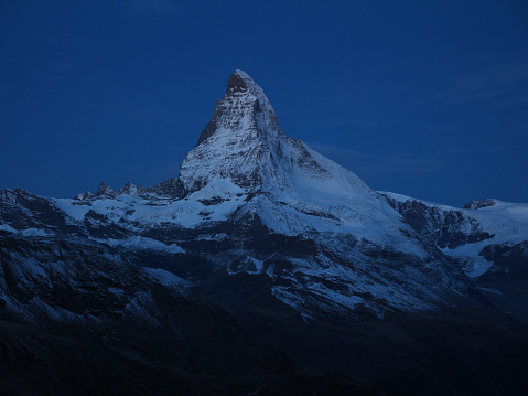 Matterhorn in the blue hour seen from Fluhalp.