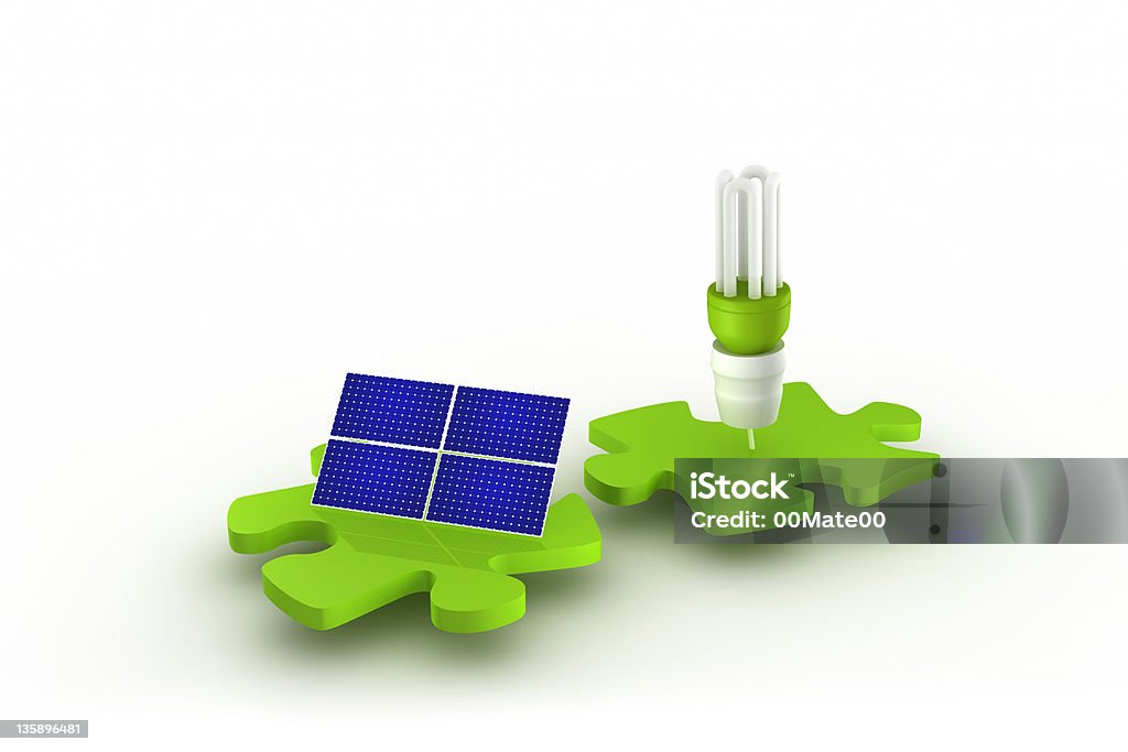 Painel Solar e lâmpada connect - Royalty-free Central de Energia Solar Foto de stock