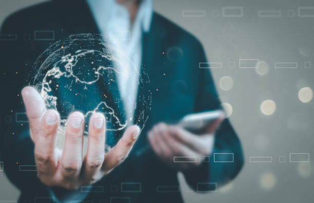 istock World global network on hand businessman, online transactions, internet application technology, big data, searching for information, online marketing. Concept of global data connection. 1358966714