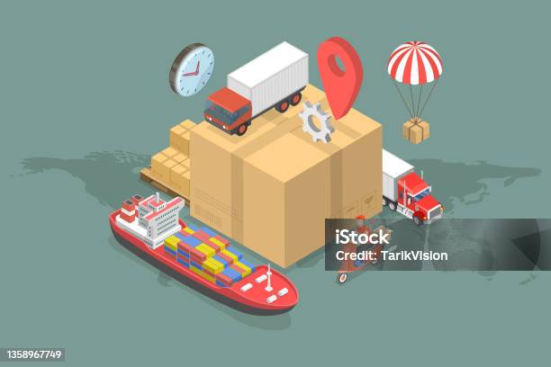 3d Isometric Flat Vector Conceptual Illustration Of Logistics And Delivery Stock Illustration - Download Image Now