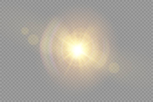 Glow bright light star, yellow sun rays, bokeh. The star burst with brilliance, glow bright star, glowing light burst on a , yellow sun rays, golden light effect, flare of sunshine with rays, bokeh effect,  illustration flare stock illustrations