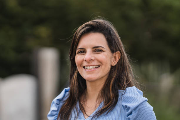 istock Front view of a happy woman 1358970983
