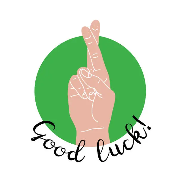 Vector illustration of Good luck crossed fingers