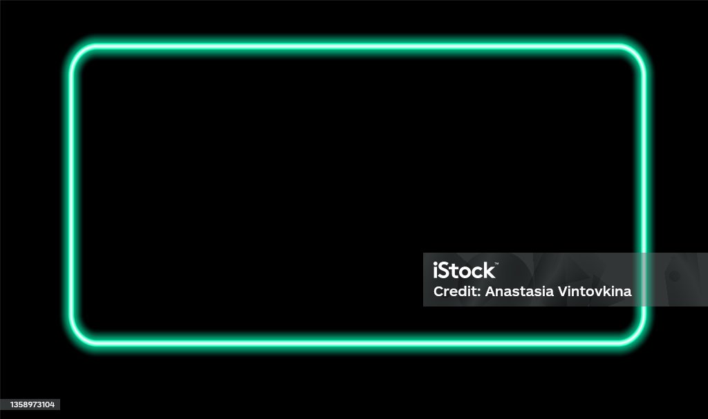 Turquoise Rounded Rectangle Turquoise Neon Rectangle Abstract Frame Horizontal Rectangle With ...