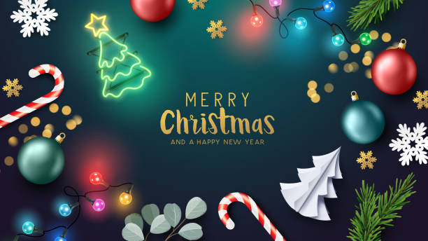 Merry Christmas Holidays Background Layout Design vector art illustration