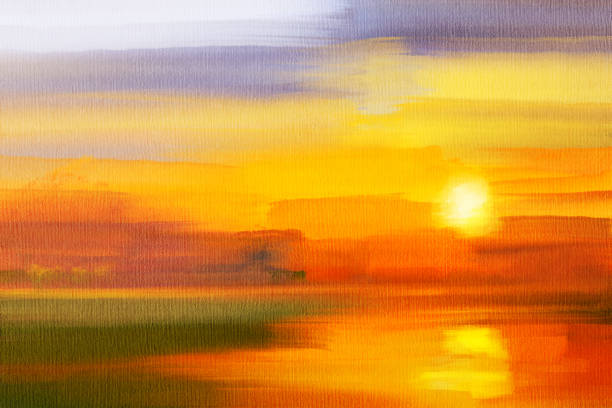 abstrakter impressionismus. landschaft - sunrise stock-grafiken, -clipart, -cartoons und -symbole