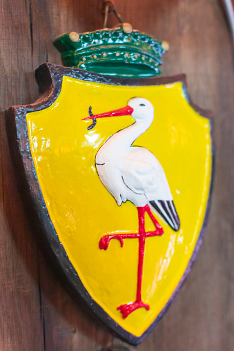 shield with a stork, the official coat of arms of The Hague
