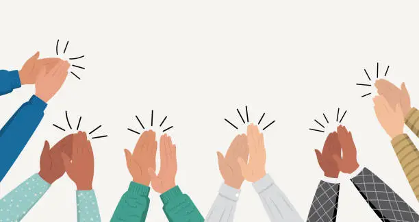 Vector illustration of A Crowd Of people Clapping their hands To Congratulate Success Or Cheering
