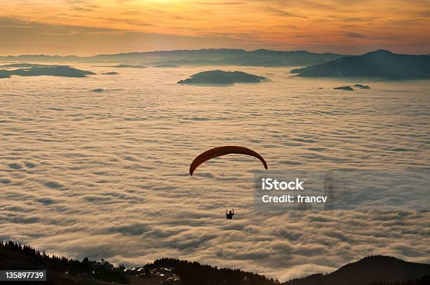 Paraglider In The Sunset Stock Photo - Download Image Now - BASE Jumping, Activity, Air Vehicle