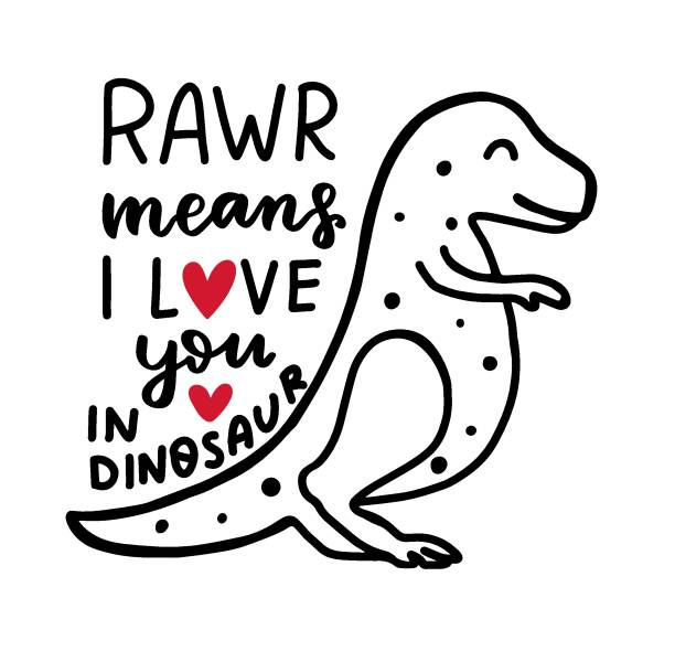 Rawr means I love you in dinosaur. T-rex dino love. Kids valentines day concept design. Hand letterin love quote. Rawr means I love you in dinosaur. T-rex dino love. Kids valentines day concept design. Hand letterin love quote. dinosaur rawr stock illustrations