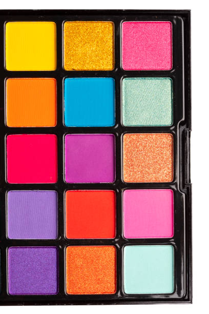 A close up image of a colorful eye shadow palette.