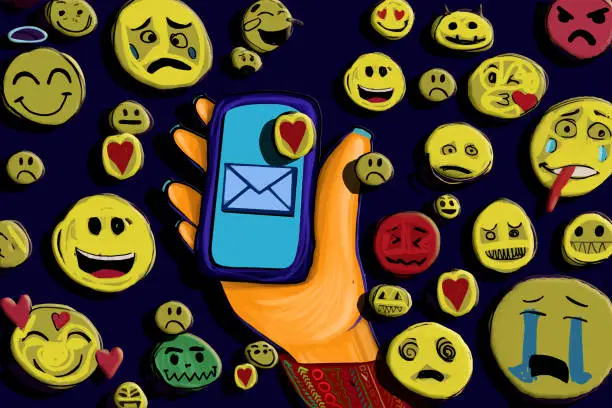 Vector illustration of Message with emoticons