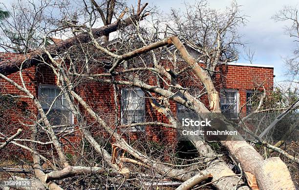 타락 트리의 벽돌전 하우스 손상에 대한 스톡 사진 및 기타 이미지 - 손상, 건물 외관, 폭풍