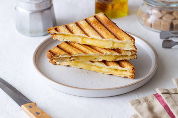 istock Grilled sandwiches with cheese. Vegetarian food. Breakfast. 1358983203