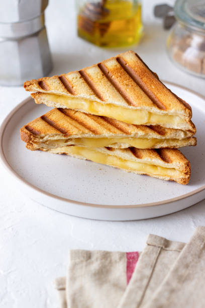istock Grilled sandwiches with cheese. Vegetarian food. Breakfast. 1358983343