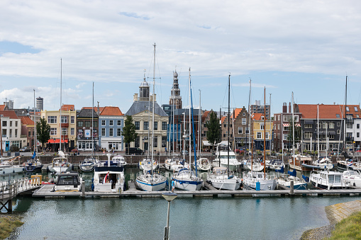 Marina and harbor of Vlissingen at a cloudy day