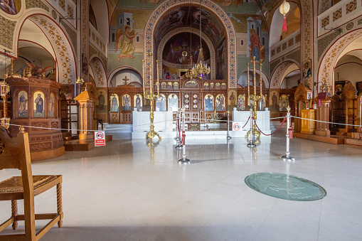 Interior of the Basilica di Sant'Agata in Asciano, dating back to the 11th century