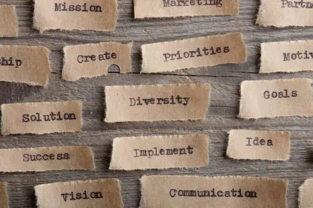 Photo of The word Diversity typed on a piece of paper - concept for a variety